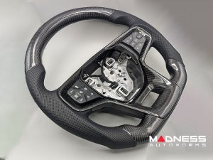 Ford Bronco Custom Steering Wheel - Carbon Fiber - Round Top - Black Stitching - Perforated Leather